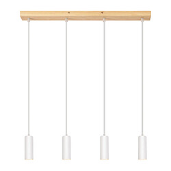 NETTLIFE Suspension Bois Métal Diam.60cm GU10 Blanc 4 Ampoules Lampe Suspendue Lampe de Couloir Vintage pour Salle à Manger Cuisine Café Salon Chambre 