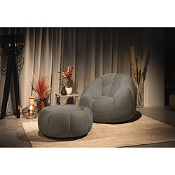 Courtois Laville Fauteuil avec pouf tissu gris-vert - FIGO et FAGO