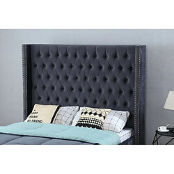 Acheter Meubler Design Lit Design Grande Tête De Lit Lia - Velours Gris - 140x190