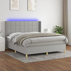 Sommier à lattes et matelas LED,Cadre à lattes de lit pour Adulte Gris clair 160x200 cm Tissu -MN48864