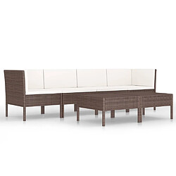 Maison Chic Salon de jardin 6 pcs + coussins - Mobilier/Meubles de jardin - Table et chaises d'extérieur Résine tressée Marron -MN15829