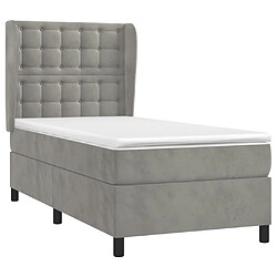 Avis Maison Chic Lit Adulte - Lit simple Lit à sommier tapissier et matelas moelleux - Meuble de Chambre - Gris clair 100x200cm Velours -MN32851