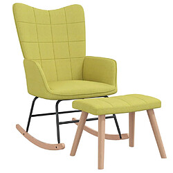 vidaXL Chaise à bascule avec tabouret Vert Tissu