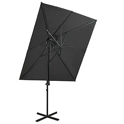 ComfortXL Parasol Déporté à Double Toit Anthracite 250x250 Cm