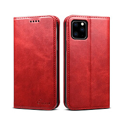 Wewoo Coque Etui à rabat en cuir de veau Suteni porte-cartes et pour iPhone 11 rouge