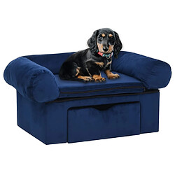 vidaXL Canapé pour chien avec tiroir Bleu 75x50x38 cm Peluche 