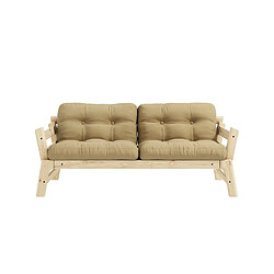 Inside 75 Banquette convertible futon STEP pin massif coloris beige blé couchage 70x200 cm.