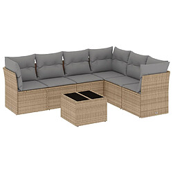 vidaXL Salon de jardin avec coussins 7 pcs beige résine tressée