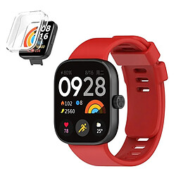 NIS Kit de Protection Complète + Bracelet Topsilicone Compatible avec Xiaomi Redmi Watch 4 - Rouge