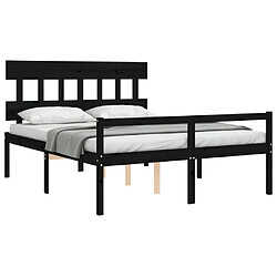 Acheter Maison Chic Lit adulte - Cadre Structure de lit avec tête de lit Contemporain noir King bois massif -MN83523