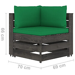 Acheter vidaXL Canapé de jardin 4 places avec coussins Bois imprégné de gris