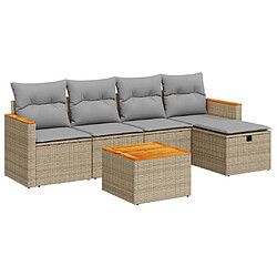 vidaXL Salon de jardin avec coussins 6 pcs beige résine tressée