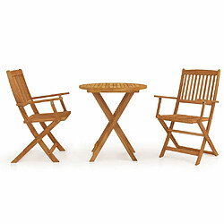 Maison Chic Mobilier à dîner de jardin pliable 3 pcs,Table et chaises d'extérieur Bois d'acacia solide -GKD919546