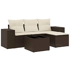 vidaXL Salon de jardin avec coussins 5 pcs marron résine tressée