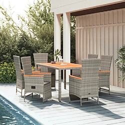 Maison Chic Mobilier à dîner 7 pcs de jardin avec coussins - Ensemble table et chaises d'extérieur - Salon/Mobilier de jardin classique gris rotin -MN10699