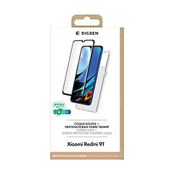 Pack Xiaomi Redmi 9T Coque Transparente + Verre trempé Bigben