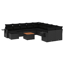 Maison Chic Salon de jardin avec coussins 14 pcs, Ensemble Tables et chaises de jardin, noir résine tressée -GKD950700