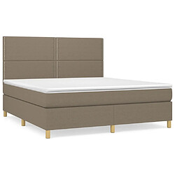 vidaXL Sommier à lattes de lit avec matelas Taupe 180x200 cm Tissu