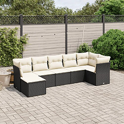 Maison Chic Ensemble Tables et chaises d'extérieur 7pcs avec coussins,Salon de jardin noir résine tressée -GKD280938