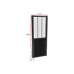 Vente-Unique Bloc porte réversible en aluminium et verre trempé dépoli style atelier - H204 x L73 cm - Noir - ERMELO pas cher