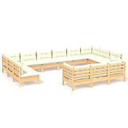 Maison Chic Salon de jardin 13 pcs + coussins - Mobilier/Meubles de jardin - Table et chaises d'extérieur crème Bois de pin -MN52381