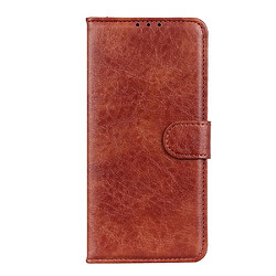 Etui en PU cheval fou couvrant avec support marron pour votre Samsung Galaxy A21s