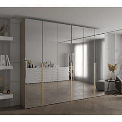 Abiks Meble Inova 1 Armoire avec miroir et portes battantes 236,7/300/47 6 Portes (gris/d’oro)