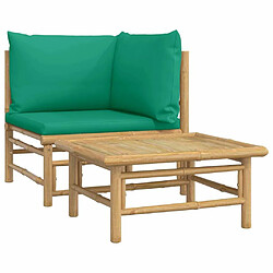 Maison Chic Salon de jardin 2 pcs avec coussins - Table et chaises d'extérieur - Mobilier/Meubles de jardin Moderne vert bambou -MN53254