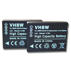 vhbw 2x Batteries compatible avec Panasonic Lumix DMC-ZS6, DMC-ZS8, DMC-ZX1, DMC-ZX3 appareil photo, reflex numérique (750mAh, 3,6V, Li-ion)