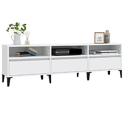 Acheter Maison Chic Meuble TV scandinave - Banc TV pour salon blanc 150x30x44,5 cm bois d'ingénierie -MN52150