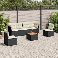 Maison Chic Salon de jardin 7 pcs avec coussins | Ensemble de Table et chaises | Mobilier d'Extérieur noir résine tressée -GKD36760