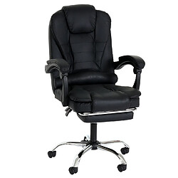 Decoshop26 Fauteuil de bureau sur roulettes pivotant avec repose-pieds extensible en PVC noir 04_0006232