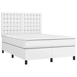 Avis Maison Chic Lit Adulte - Lit simple Lit à sommier tapissier avec matelas moelleux - Meuble de Chambre Blanc 140x190cm Similicuir -MN33191