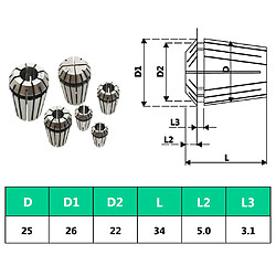 vidaXL Douilles de serrage ER25 15 pcs Ensemble d'outils de tournage pas cher