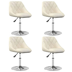 vidaXL Chaises à manger pivotantes lot de 4 Crème Velours