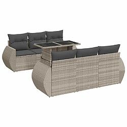 vidaXL Salon de jardin avec coussins 7 pcs gris clair résine tressée