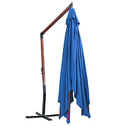 Avis vidaXL Parasol suspendu avec mât en bois 400x300 cm Bleu