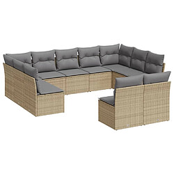 Maison Chic Salon de jardin 11 pcs avec coussins | Ensemble de Table et chaises | Mobilier d'Extérieur beige résine tressée -GKD49043