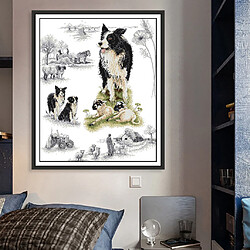 Kits Point De Croix Estampés u0026 Comptés - Motif Chien De Berger 46x54cm 14CT