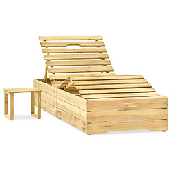 Maison Chic Chaise longue avec table | Bain de soleil Relax | Transat Bois de pin imprégné de vert -GKD68112