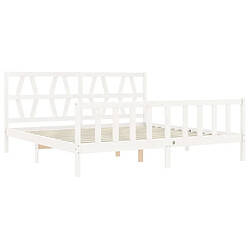 Maison Chic Lit adulte - Cadre Structure de lit avec tête de lit Contemporain blanc 200x200 cm bois massif -MN14037 pas cher