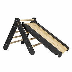 MeowBaby Triangle d'escalade avec Toboggan pour Enfants Structure d'escalade d'intérieur en Bois, Noir