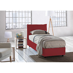 Autrement Talamo Italia Veronica lit simple avec conteneur, Made in Italy, en tissu amovible, 80x190 cm, avec ouverture frontale, Rouge, avec matelas inclus. 