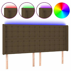 Maison Chic Tête de lit scandinave à LED,meuble de chambre Marron foncé 183x16x118/128 cm Tissu -MN84744