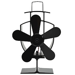 vidaXL Ventilateur de poêle alimenté par chaleur 5 pales Noir