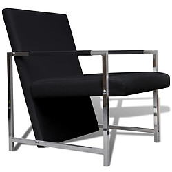 Maison Chic Fauteuil relax,Chair avec pieds chromés Noir Similicuir -MN96159