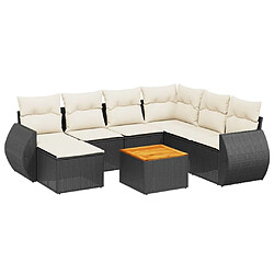 Maison Chic Ensemble Tables et chaises d'extérieur 8 pcs avec coussins,Salon de jardin noir résine tressée -GKD339043