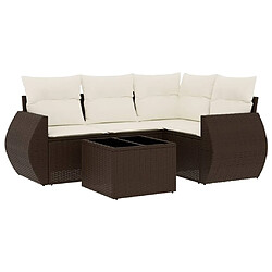 vidaXL Salon de jardin avec coussins 5 pcs marron résine tressée