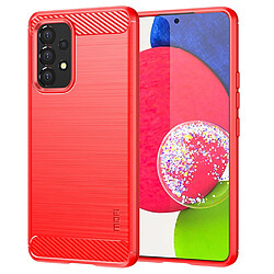 Coque en TPU MOFI texture en fibre de carbone, surface brossée, anti-rayures rouge pour votre Samsung Galaxy A53 5G