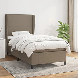 Maison Chic Lit adulte- Lit + matelas,Sommier à lattes de lit avec matelas Taupe 100x200 cm Tissu -GKD83426